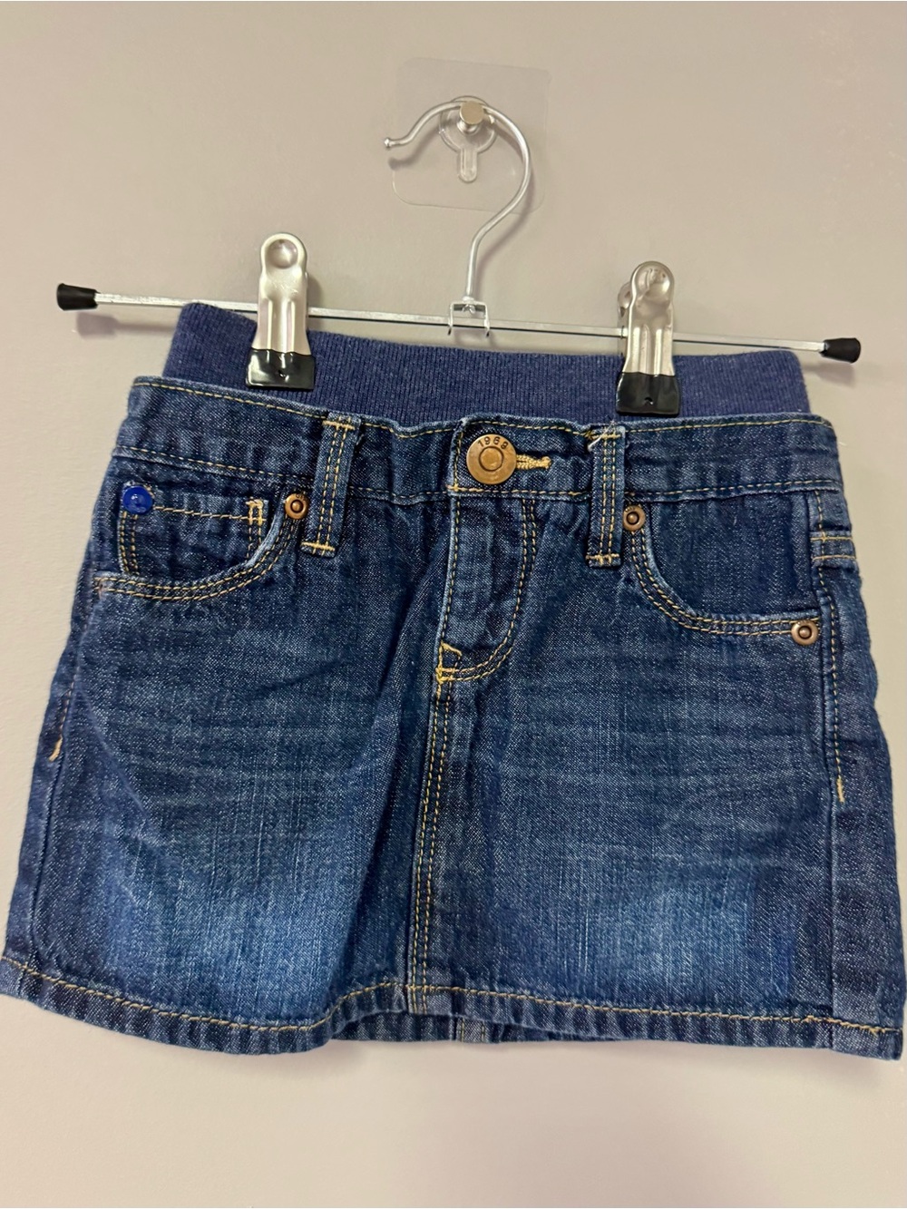 Kids Dark Blue Denim Skirt with Elastic Waistband